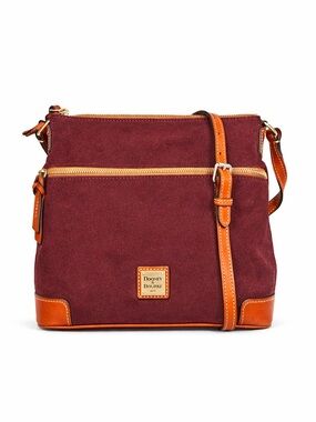 Dooney & Bourke Wine Colored Suede Letter Carrier Crossbody Bag